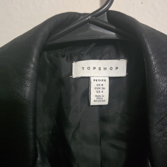 Topshop Black Leather Biker Jacket - Picture 5 of 11